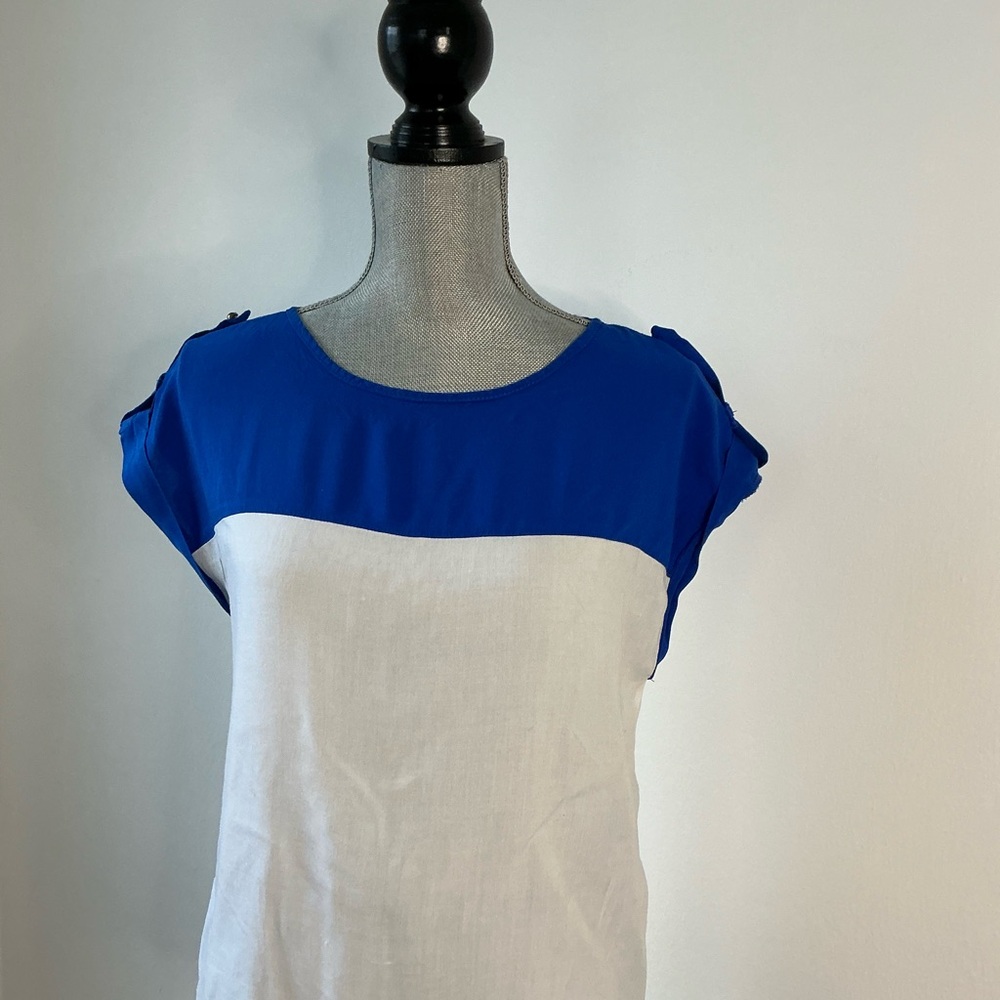 Blue and White Women's Top